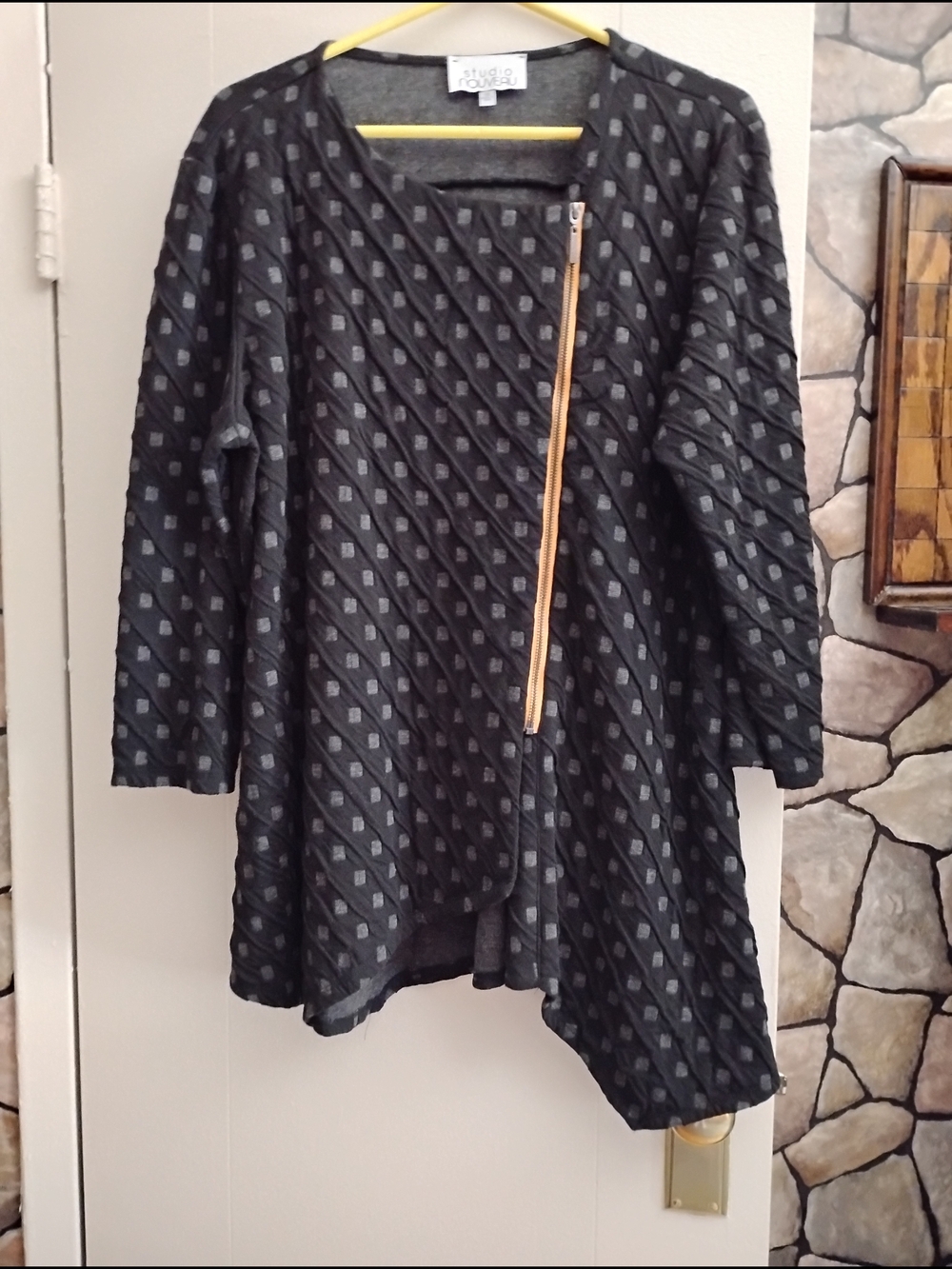 Studio Nouveau Asymmetric Black Patterned Zip Tunic